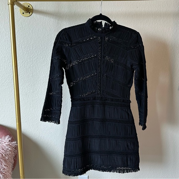 Ulla Johnson Silk Chiffon Sheer Lace Kitty Dress - Picture 5 of 10